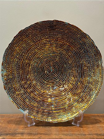 Centro de Mesa em Vitral - Dourado e Turquesa - Grande