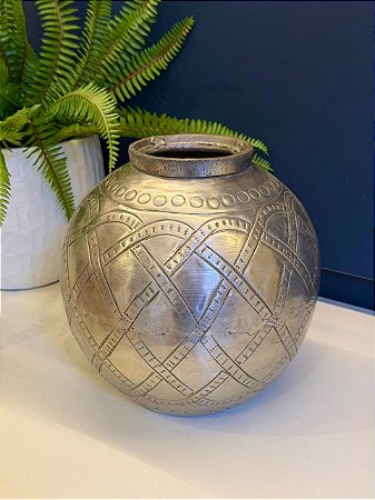 Vaso Alumínio - Martelado - Prata