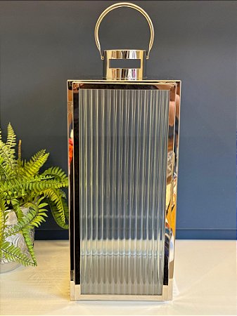Lanterna - Metal e Vidro - Prata - 54CM