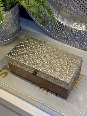 Caixa Decorativa - Madeira com Aplique em Latão - Porta Jóias - M