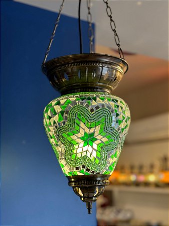 Luminária de Teto Turca Gota Verde