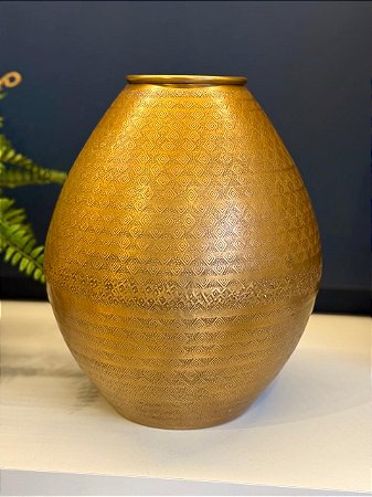 Vaso Alumínio - Martelado - Dourado