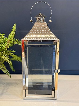 Lanterna - Metal - Prata - 40CM