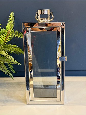 Lanterna - Metal - Prata - 35CM