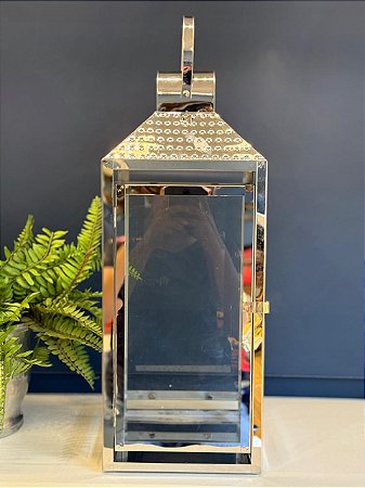 Lanterna - Metal - Prata - 52CM