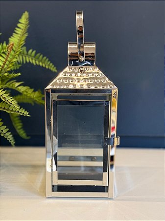 Lanterna - Metal - Prata - 28CM
