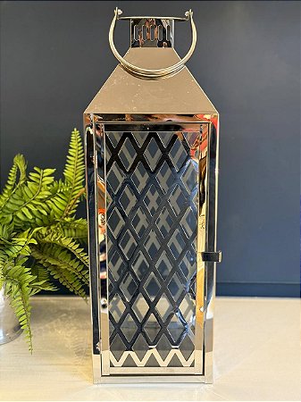 Lanterna - Metal - Prata - 54CM