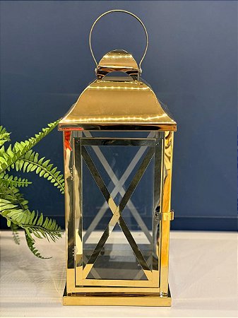 Lanterna - Metal - Dourada - 40,5CM