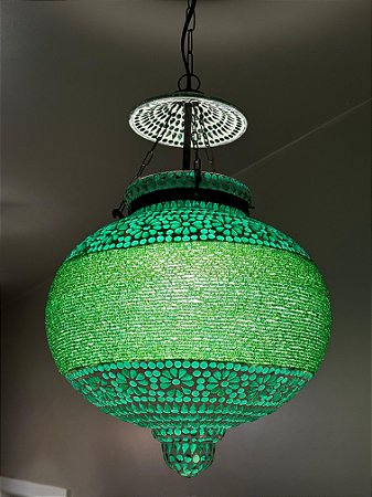 Luminária de Teto Metal e Vidro Verde