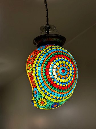 Luminária de Teto Metal e Vidro Colorida