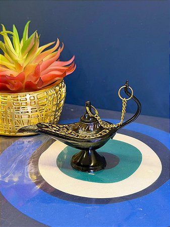 Lâmpada Mágica - Metal - Preto e Dourada - 10CM