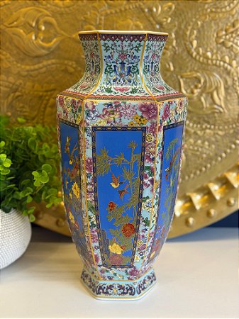 Vaso - Cerâmica - Verde e Colorido - 35CM