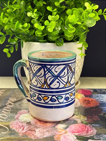 Caneca - Cerâmica -  Pintado à mão -  Marroquina