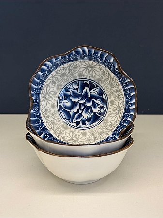 Bowl - Cerâmica - Azul e Cinza - Tamanho Pequeno