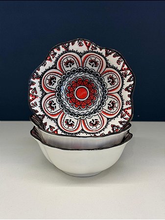 Bowl - Cerâmica - Vermelho e Preto - Tamanho Pequeno