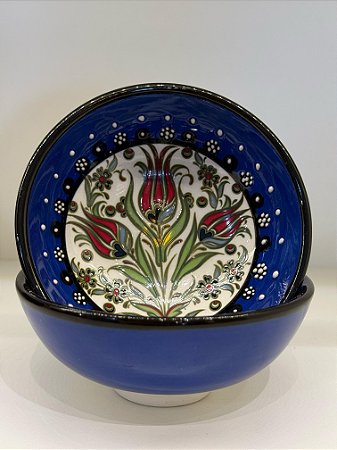 Bowl - Cerâmica - Turquia - Tamanho Médio - Relevo - Azul Escuro