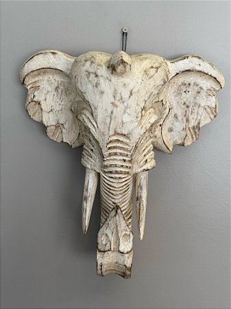 Cabeça De Elefante - Madeira - Pátina