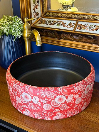 Cuba Sobrepor - Vermelho e Preto - Flores