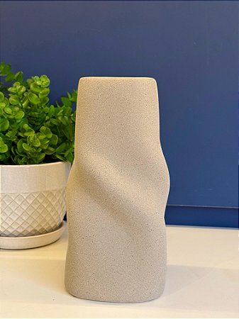 Vaso Decorativo - Cerâmica - Bege - 25,5CM