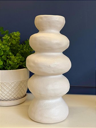 Vaso Decorativo - Cerâmica - Bege - 30,5CM
