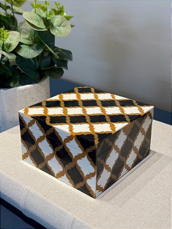 Caixa Decorativa - Resina - Marrom e Preto