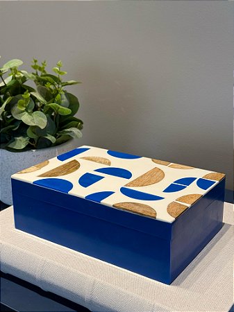Caixa Decorativa - Resina - Azul e Marrom