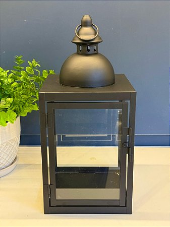 Lanterna - Metal e Vidro - Preto - 35CM