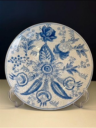 Prato Decorativo - Cerâmica - Azul e Branco
