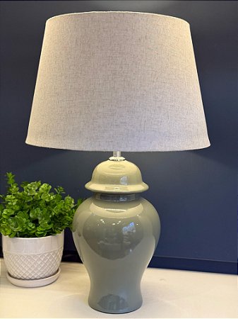 Abajur - Cerâmica - Verde com Cúpula