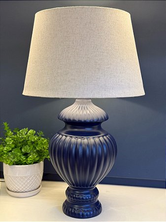 Abajur - Cerâmica - Azul Fosco com Cúpula