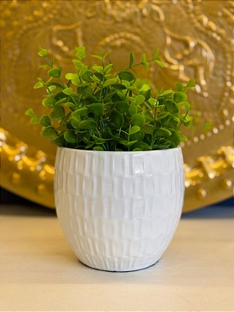 Cachepot em Ceramica - Branco - 13CM