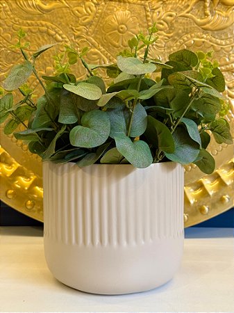 Cachepot em Ceramica - Bege - 17,5CM