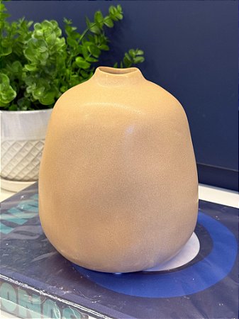 Vaso Decorativo - Cerâmica - Bege - 18CM