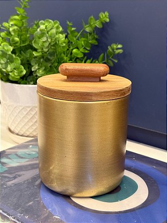 Pote - Aluminio e Madeira - Dourado e Marrom - M