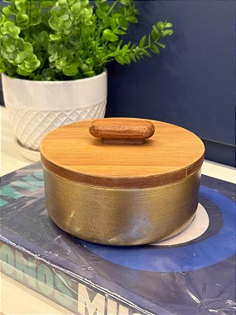 Pote - Aluminio e Madeira - Dourado e Marrom - P