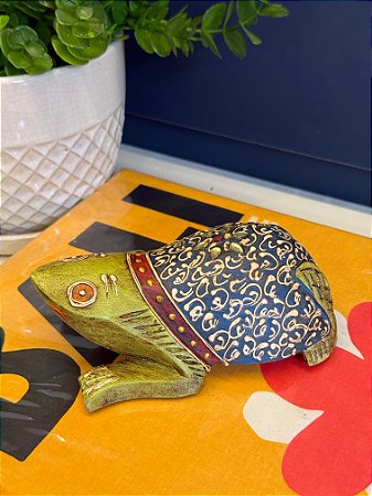 Sapo Decorativo - Madeira - Pintado à mão - Verde