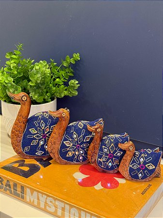 Familia de Patos Decorativo - Madeira - Com Aplique