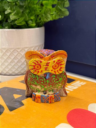 Coruja Decorativa - Madeira - Pintado à mão - 8cm