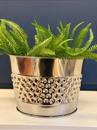 Cachepot em Alumínio - Martelado - Prateado