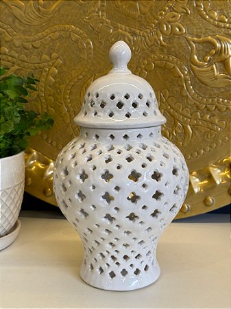 Potiche - Cerâmica - Branco - 28CM