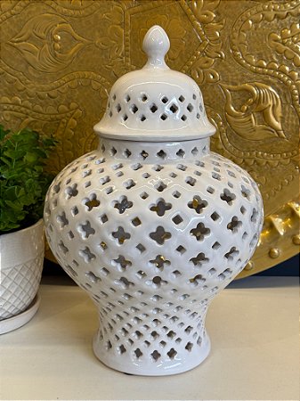 Potiche - Cerâmica - Branco - 37CM