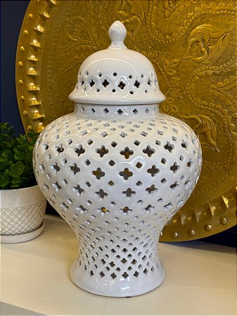 Potiche - Cerâmica - Branco - 47CM