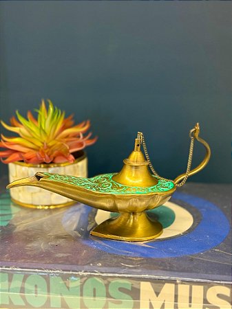 Lâmpada Mágica - Metal - Dourada e Verde - 21CM