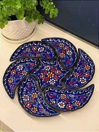 Petisqueira - Cerâmica - Turquia - Alto Relevo - Azul Escuro