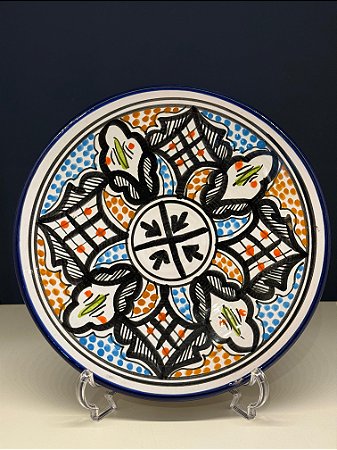 Prato de Parede Pequeno - Tunísia - Decorativo - Cerâmica - Pintado à mão -  Colorido