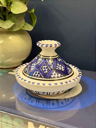 Tagine Saleiro Marroquino - Cerâmica - Pitando à mão - Roxo