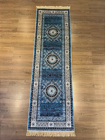 Tapete - Passadeira - índia - 0,66x2,10 - Azul Claro
