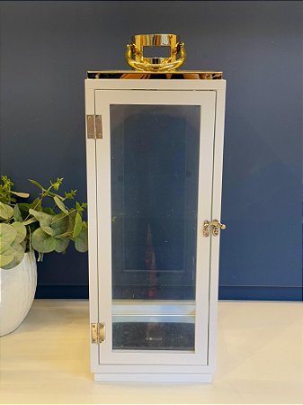 Lanterna - Madeira e Metal - Branco e Dourado - 53,5CM