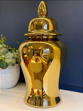 Potiche  - Cerâmica - Dourado - 49,5cm