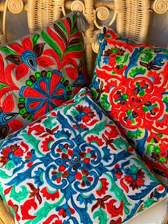 Kit 3 Capas de Almofadas - Bordadas - Fendi, Gelo, Cinza